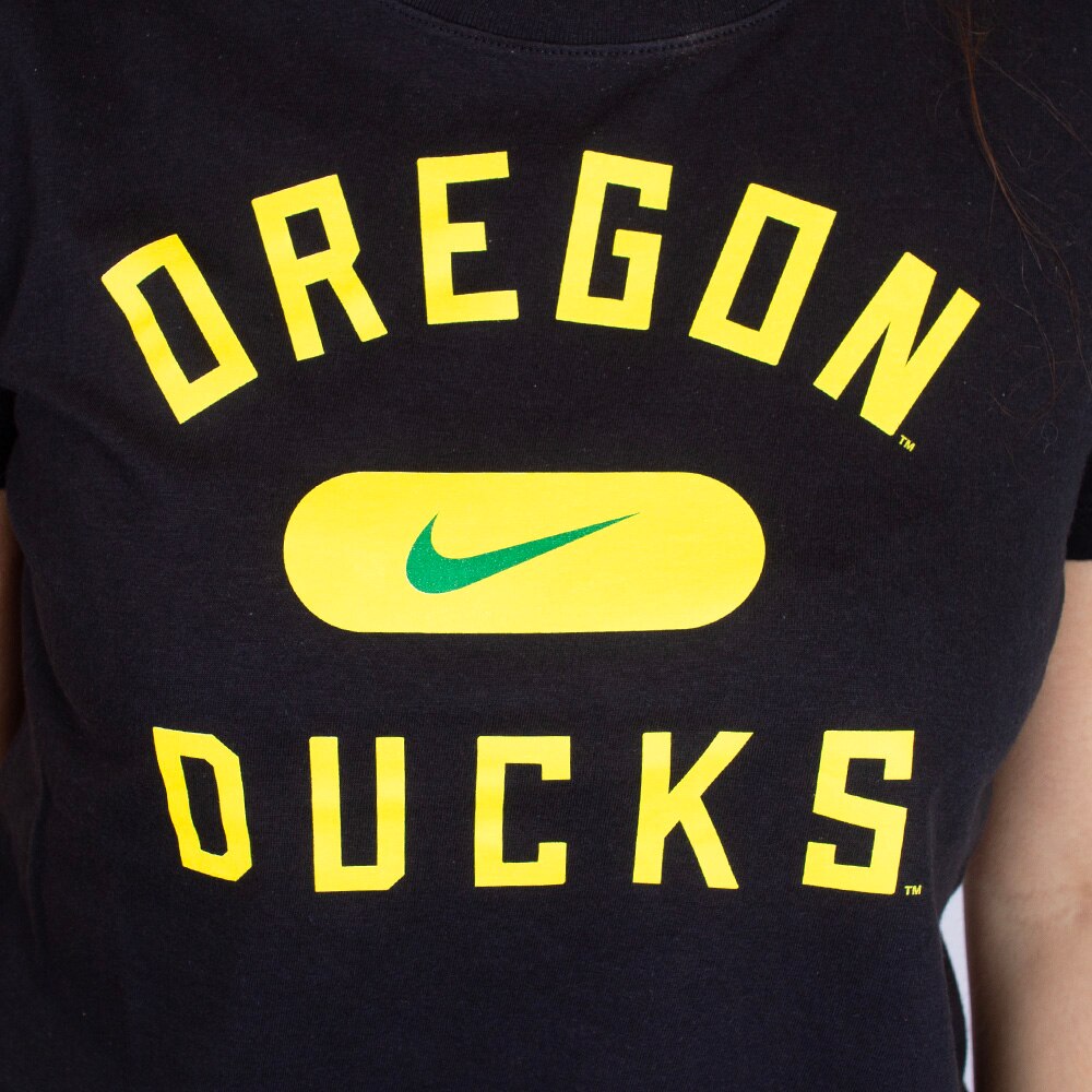 Arched Oregon, Nike, Black, Crew Neck, Cotton, Women, Pill Box, T-Shirt, 813950